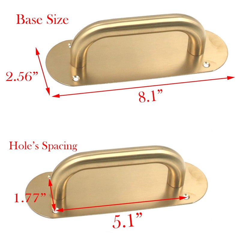 FarBoat 2Pcs 8-Inch Oval Base Commercial Pull Handles - 304 Stainless Steel Pull/Push Handle for Glass, Fire, Entrance/Exit Door (Hole Centre 140mm/5.5inch Gold) - Image 2